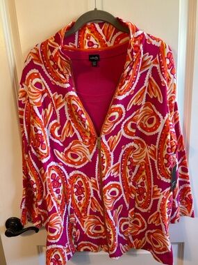 crown & ivy Hot Pink, Orange & White Printed Zip Up #054
